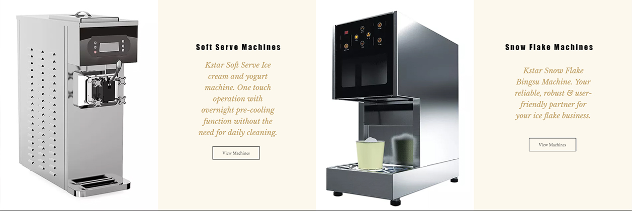 kstarrange of soft ice cream and snow ice flake machines